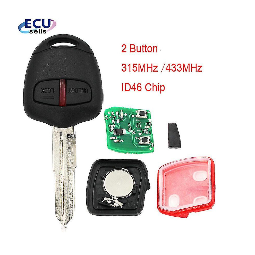 2 Button Remote Key Fob For Mitsubishi Lancer Outlander Id46 Chip 315Mhz Or 433Mhz Left Blade 8107440786067