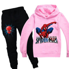 (Pink, 13-14Years) Spiderman Tracksuit Kids Pullover Hoodies And Sweatpants 2 Piece Outfit Jogging Sweatshirt Set Activewear For Boys Girls Age 7-14 Years
