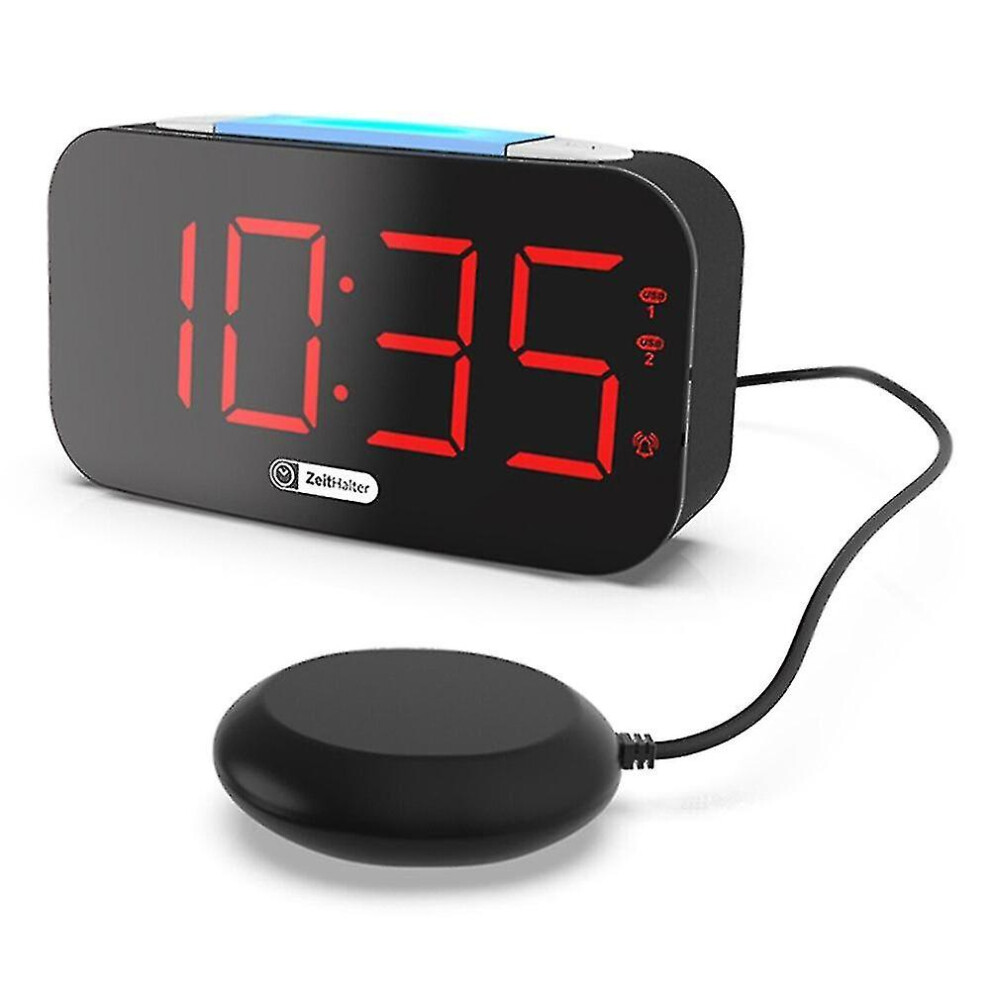 (US Plug) Loud Alarm Clock For Heavy Sleepers Vibrating Alarm Clock With Bed Shaker For Deaf And Hard Of Hearing