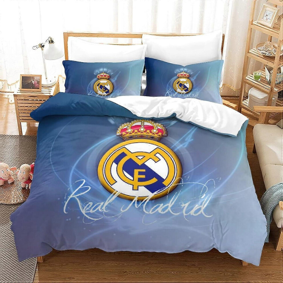 (Double 200*200cm) Real Madrid Logo 3 3D Print Design Famous Football Team Bedding Set