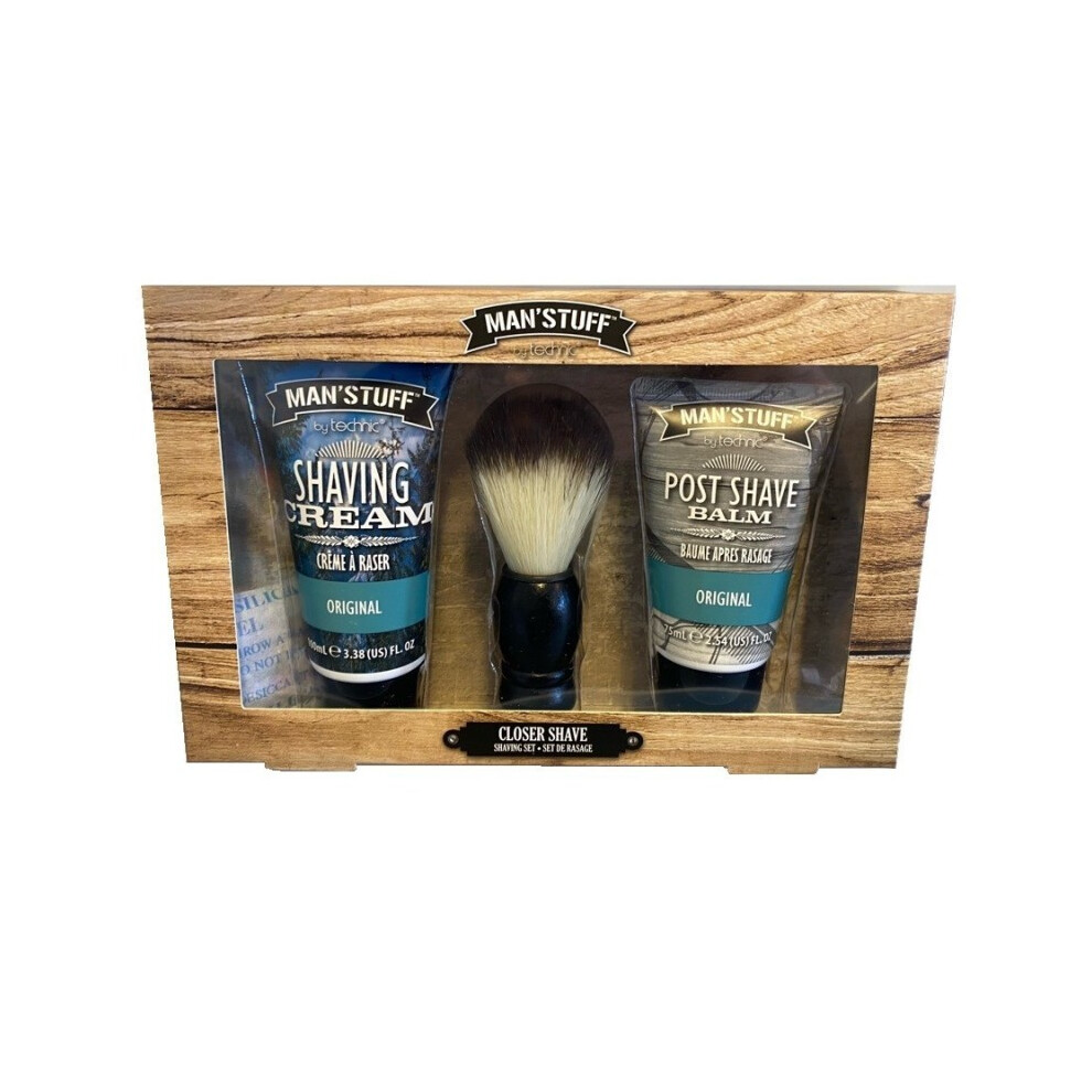 Man Stuff Closer Shaving Beard Grooming Kit Shave Cream Brush