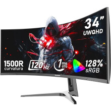 34 Inch Ultrawide Curved 120Hz Gaming Computer Monitor 1500R PC screen 21:9 UWQHD (3440x1440),G-Sync,178° Viewing Angle,128% sRGB,HDMI,Display Port