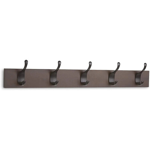 Amazon Amazon Wood Wall Mounted Modern Coat Rack - 5 Hook, 57 cm, Espresso