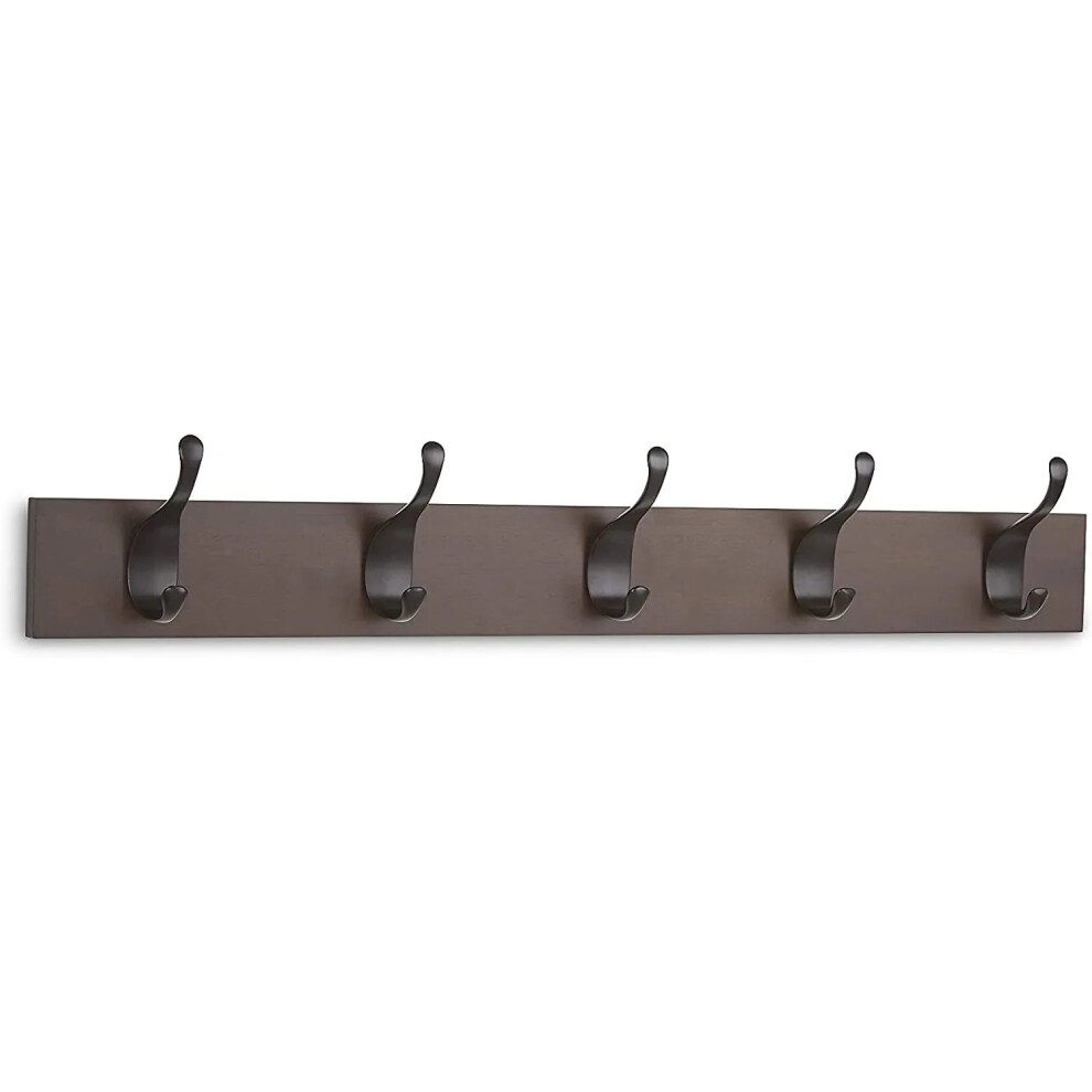 Amazon Wood Wall Mounted Modern Coat Rack - 5 Hook, 57 cm, Espresso