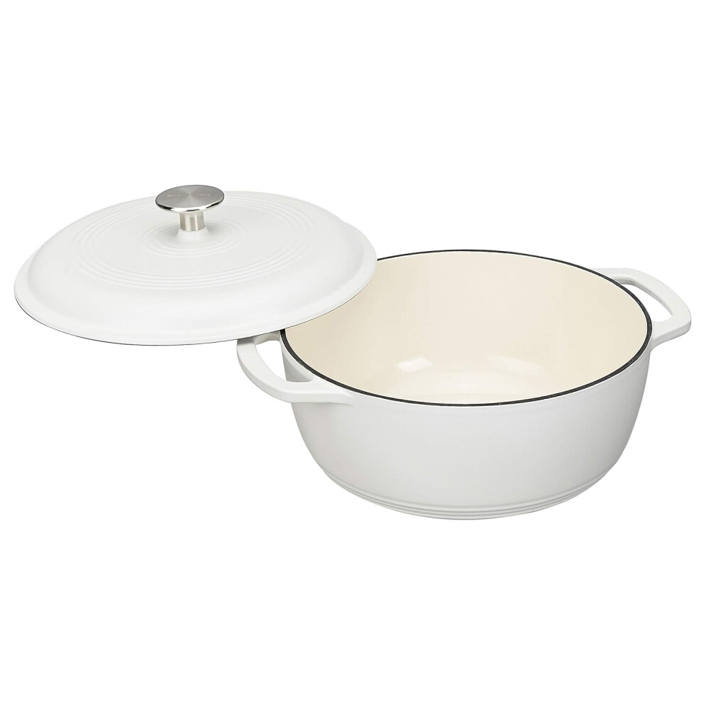 Amazon Enamelled Cast Iron Round Dutch Oven, 6.9 L, Matte White