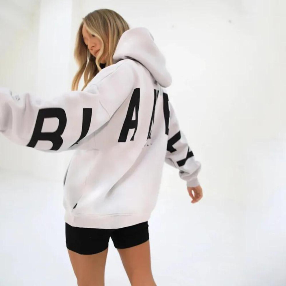 (white, XXL) Casual Letters Print Sweatshirt Women Fashion Long Sleeve Loose Hoodies Sweater Y2k Streetwear Autumn Winter New Lady Pullovers