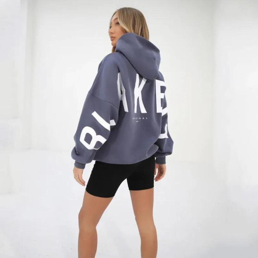 (blue, S) Casual Letters Print Sweatshirt Women Fashion Long Sleeve Loose Hoodies Sweater Y2k Streetwear Autumn Winter New Lady Pullovers