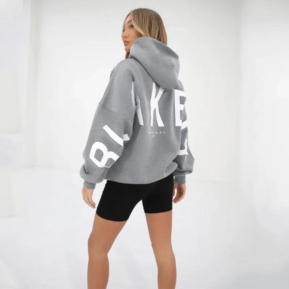 (grey, S) Casual Letters Print Sweatshirt Women Fashion Long Sleeve Loose Hoodies Sweater Y2k Streetwear Autumn Winter New Lady Pullovers