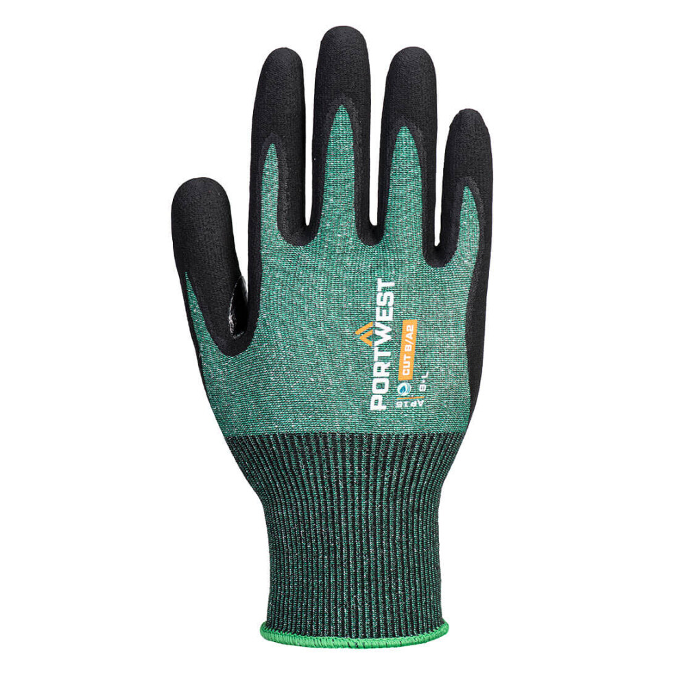 (7, Green/Black) Portwest Unisex Adult AP15 - SG Cut B18 Nitrile Safety Gloves (Pack of 12)