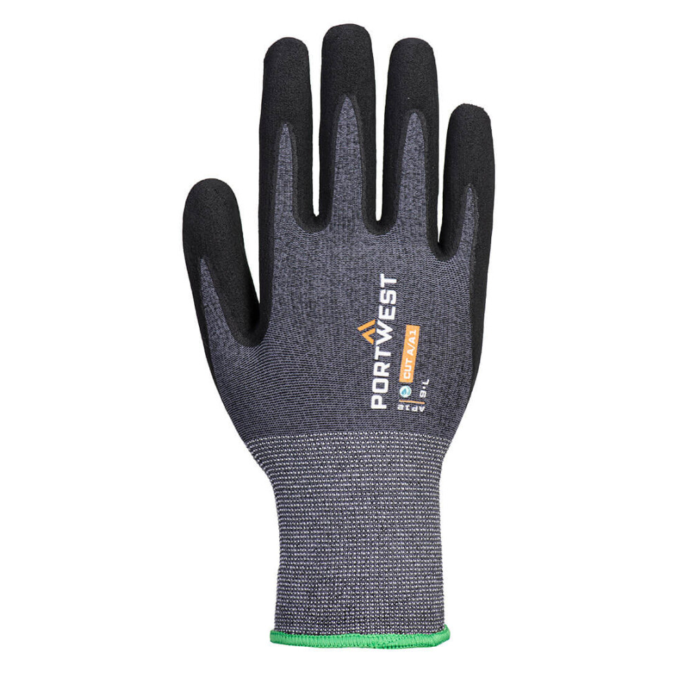 (8, Grey/Black) Portwest Unisex Adult AP12 - SG Grip15 Safety Gloves (Pack of 12)