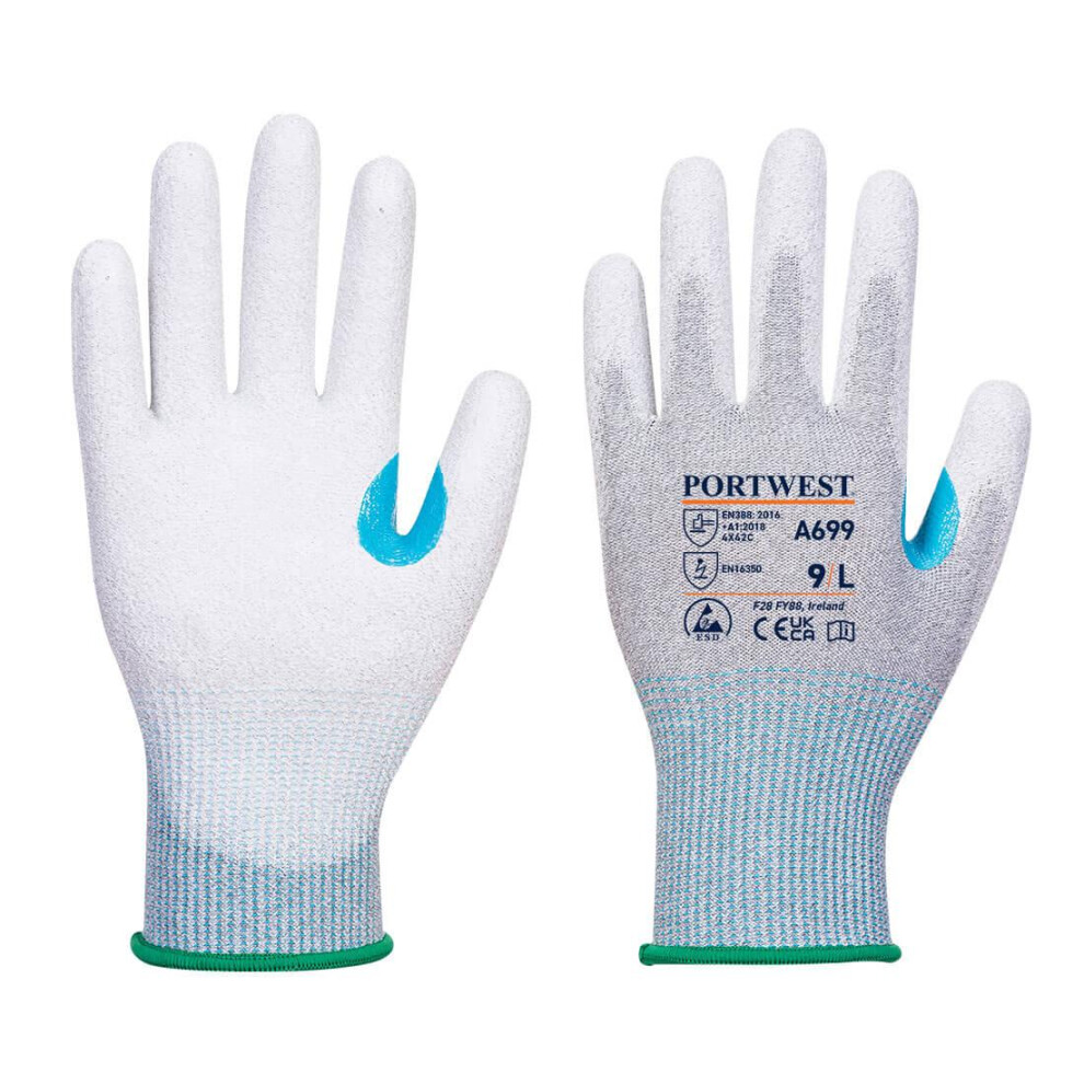 (M, Grey/White) Portwest Unisex Adult A699 Cut Resistant Gloves (Pack of 12)