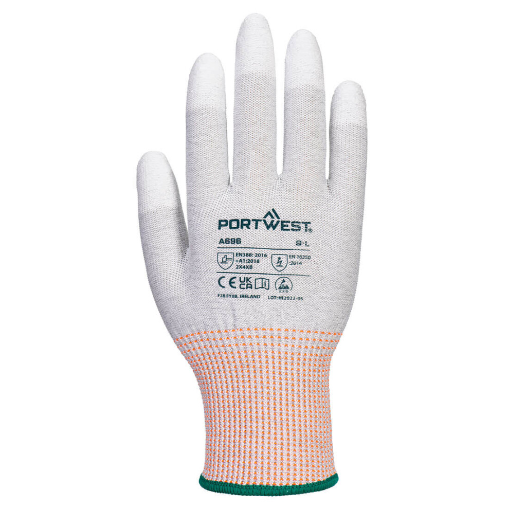 (9, Grey/White/Red) Portwest Unisex Adult A696 - LR13 ESD Safety Gloves (Pack of 12)