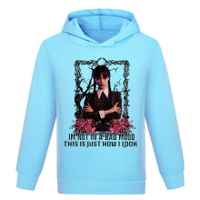 (Light Blue, 9-10 Years) Wednesday The Addams Family Kids Hoodies Girls Youth Casual Pullover Jumper Hooded Sweatshirt Tops Xmas Gifts