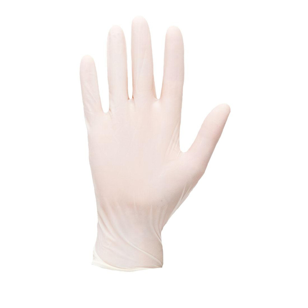 (9, White) Portwest Unisex Adult Latex Disposable Gloves (Pack of 100)