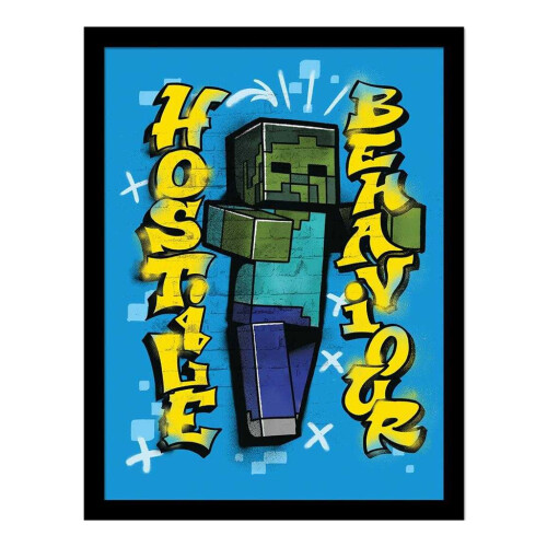 Minecraft Minecraft Hostige Behaviour Framed Poster - Officially Licensed Zombie Wall Art