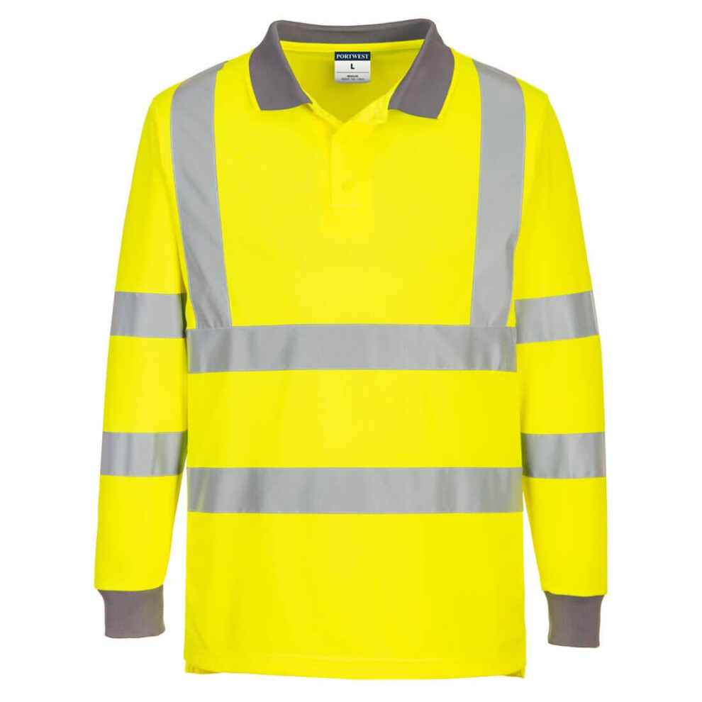 (XXL, Yellow) Portwest Unisex Adult Long-Sleeved Polo Shirt (Pack of 6)