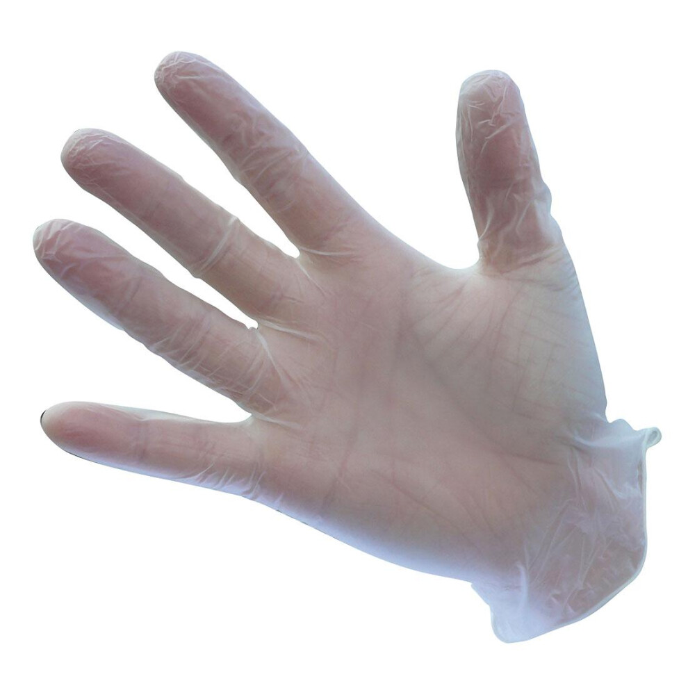 (M, Clear) Portwest Unisex Adult Powdered Vinyl Disposable Gloves (Pack of 100)