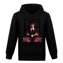 (Black, 11-12 Years) Wednesday The Addams Family Kids Hoodies Girls Youth Casual Pullover Jumper Hooded Sweatshirt Tops Xmas Gifts