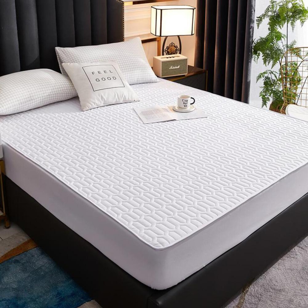 (white, 150*200cm) Waterproof Bed Cover Single Solid Color Thickened Bedwetting Cover Simmons Mattress Cover Dust Cover Non-slip