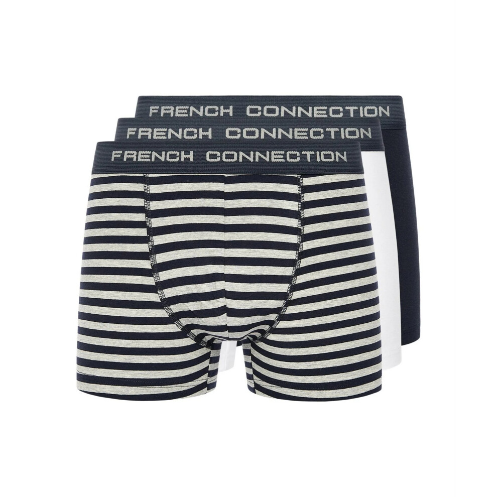 (L, Black/White/Grey) French Connection Mens FC14 Boxer Shorts (Pack of 3)