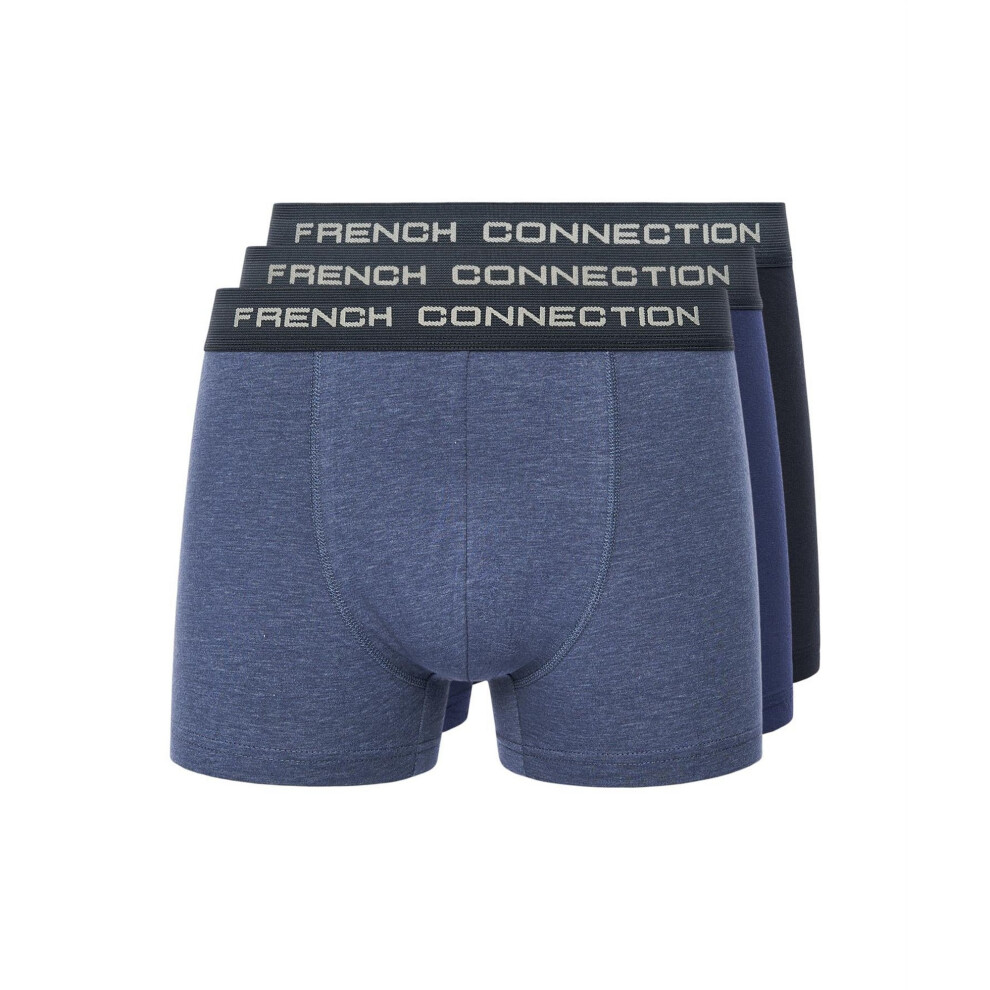 (S, Blue) French Connection Mens FC15 Boxer Shorts (Pack of 3)