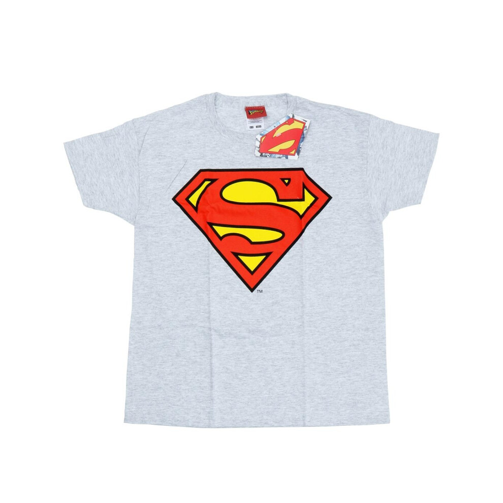(12-13 Years, Heather Grey) DC Comics Boys Superman Logo T-Shirt