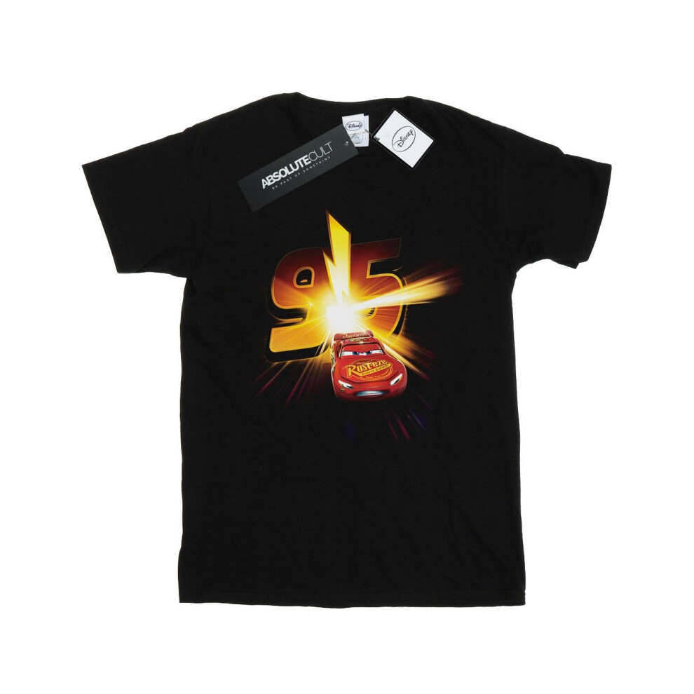 (12-13 Years, Black) Disney Boys Cars Lightning McQueen Burst T-Shirt