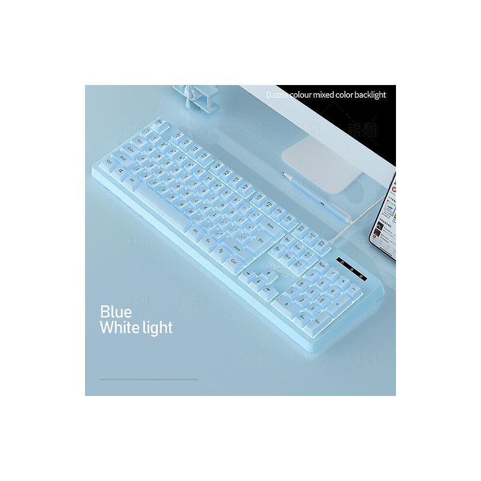 () Gaming Keyboard Mechanical Feel Wired Usb Rgb Backlit Color Matching 104 Keys Keyboards For Pc Home Office Gamer Blue/Pink 8107440827036