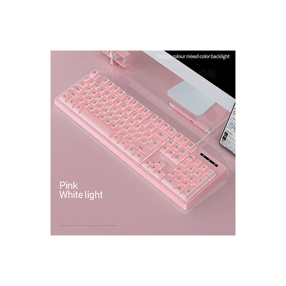 () Gaming Keyboard Mechanical Feel Wired Usb Rgb Backlit Color Matching 104 Keys Keyboards For Pc Home Office Gamer Pink/Blue 8107440827050