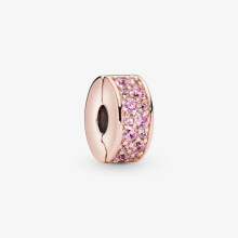 (Rose Gold Pink) S925 Sterling Silver Multicolour Stopper i.e. Blue, Rose Gold, Pink Clips Charm Bracelet Gifts For Women/ Friend