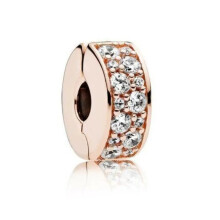 (Gold Clear) S925 Sterling Silver Multicolour Stopper i.e. Blue, Rose Gold, Pink Clips Charm Bracelet Gifts For Women/ Friend