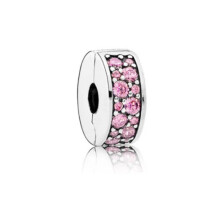 (Pink) S925 Sterling Silver Multicolour Stopper i.e. Blue, Rose Gold, Pink Clips Charm Bracelet Gifts For Women/ Friend