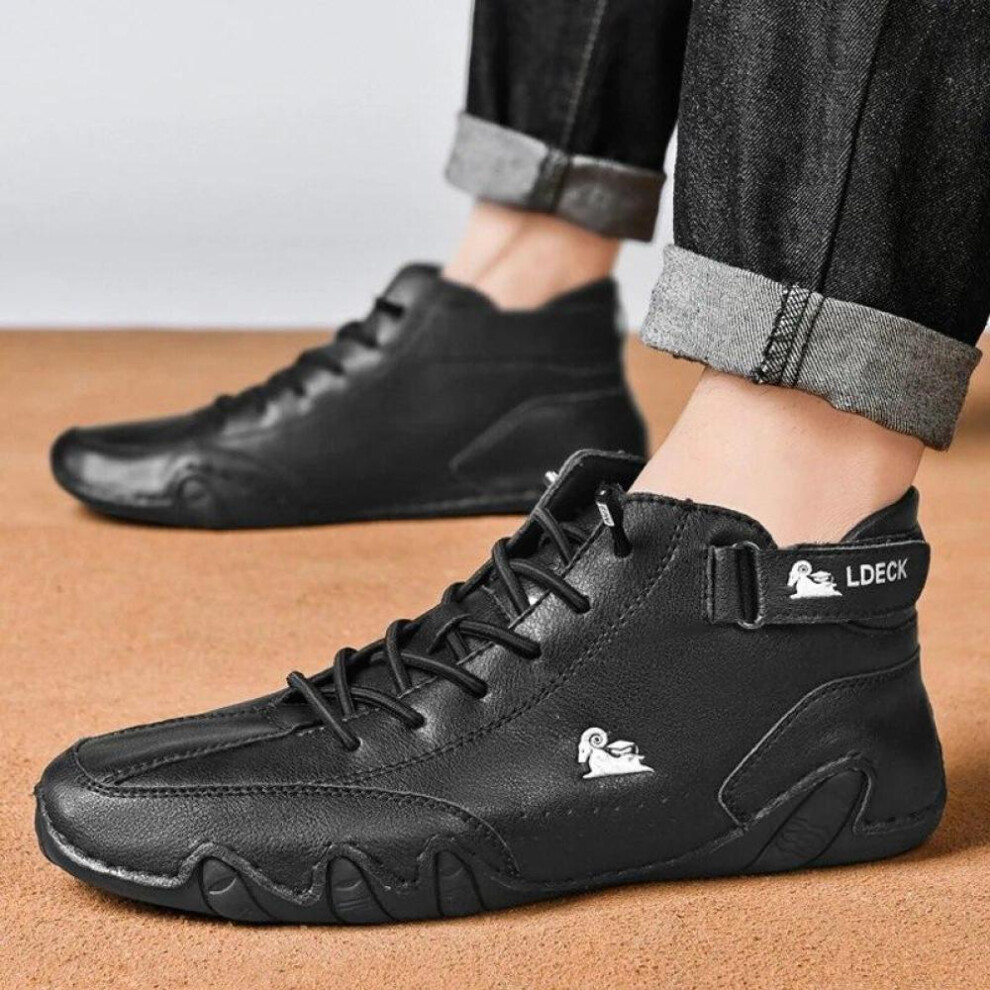 (black, 48) Women Boots Flats Waterproof Ankle Boots Ladies Comfortable Shoes Winter Booties Female Casual High Top Sneakers Luxury Footwear