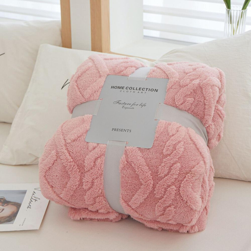 (pink, 100*150cm) Coral Fleece Simple Blanket Nordic Style Floral Gauze Air Conditioning Quilt Soft Breathable Wrap Throw Blankets Bedspread Plaid