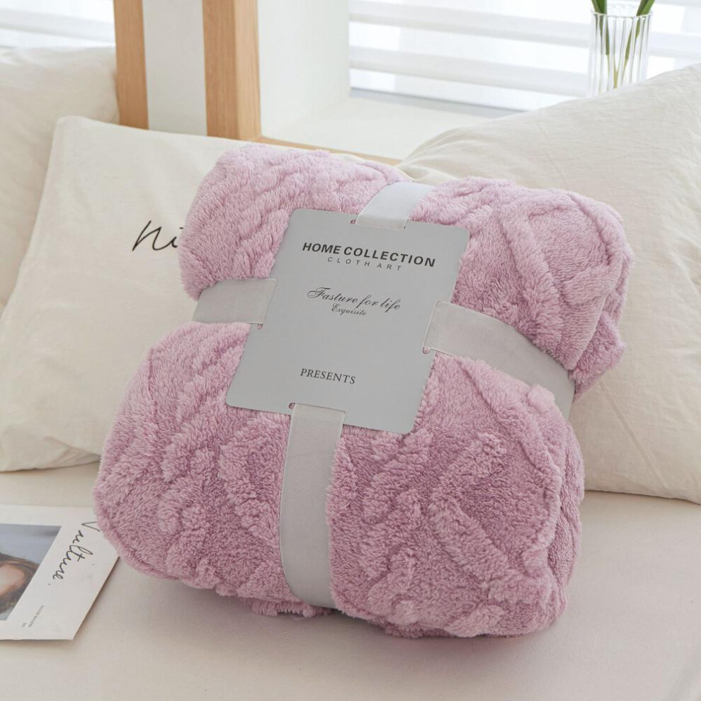 (light purple, 120*200cm) Coral Fleece Simple Blanket Nordic Style Floral Gauze Air Conditioning Quilt Soft Breathable Wrap Throw Blankets Bedspread Plaid