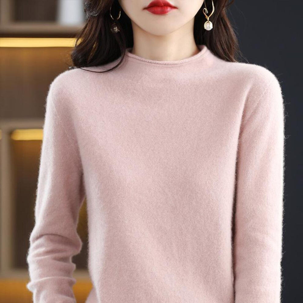 (pink, L) Women Sweater 100% Merino Wool Modern New Saga Winter Wool Turtleneck Knit Pullover Autumn Jumper Female Knit Tops