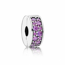 (Purple) S925 Sterling Silver Multicolour Stopper i.e. Blue, Rose Gold, Pink Clips Charm Bracelet Gifts For Women/ Friend
