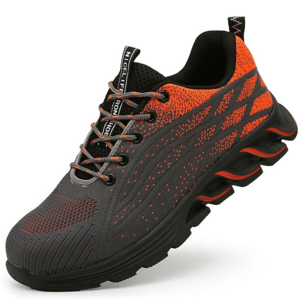 (orange, 46) Safety Shoes Men Women Steel Toe Boots Indestructible Work Shoes Lightweight Breathable Composite Toe Men