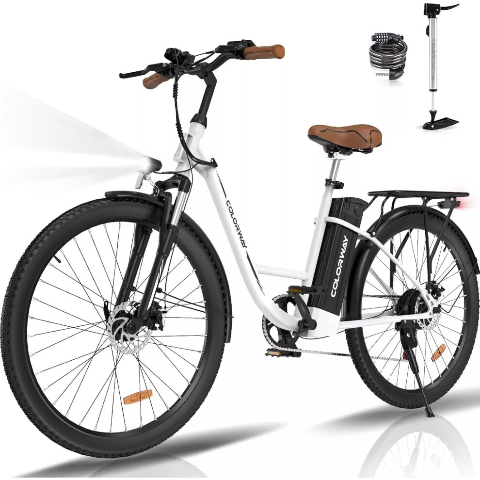 (White) COLORWAY BK31 City Electric Bike 28" 250W 36V 15Ah