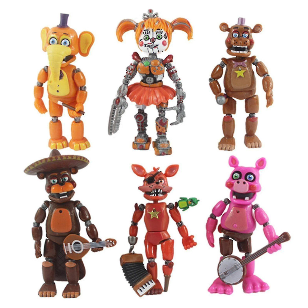 6pcs/set Five Nights At Freddy Pizzeria Simulator Action Figure Toy Bonnie Foxy