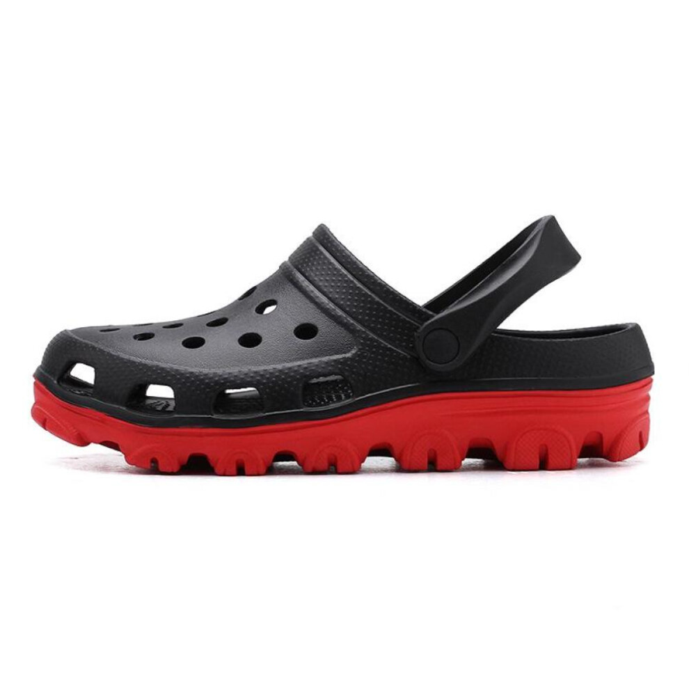 (black,red, 46) Fashion Women Sandals Waterproof Slip On Round Female Slippers Casual Comfortable Outdoor Fashion Summer Plus Size Slippers Shoes For Men