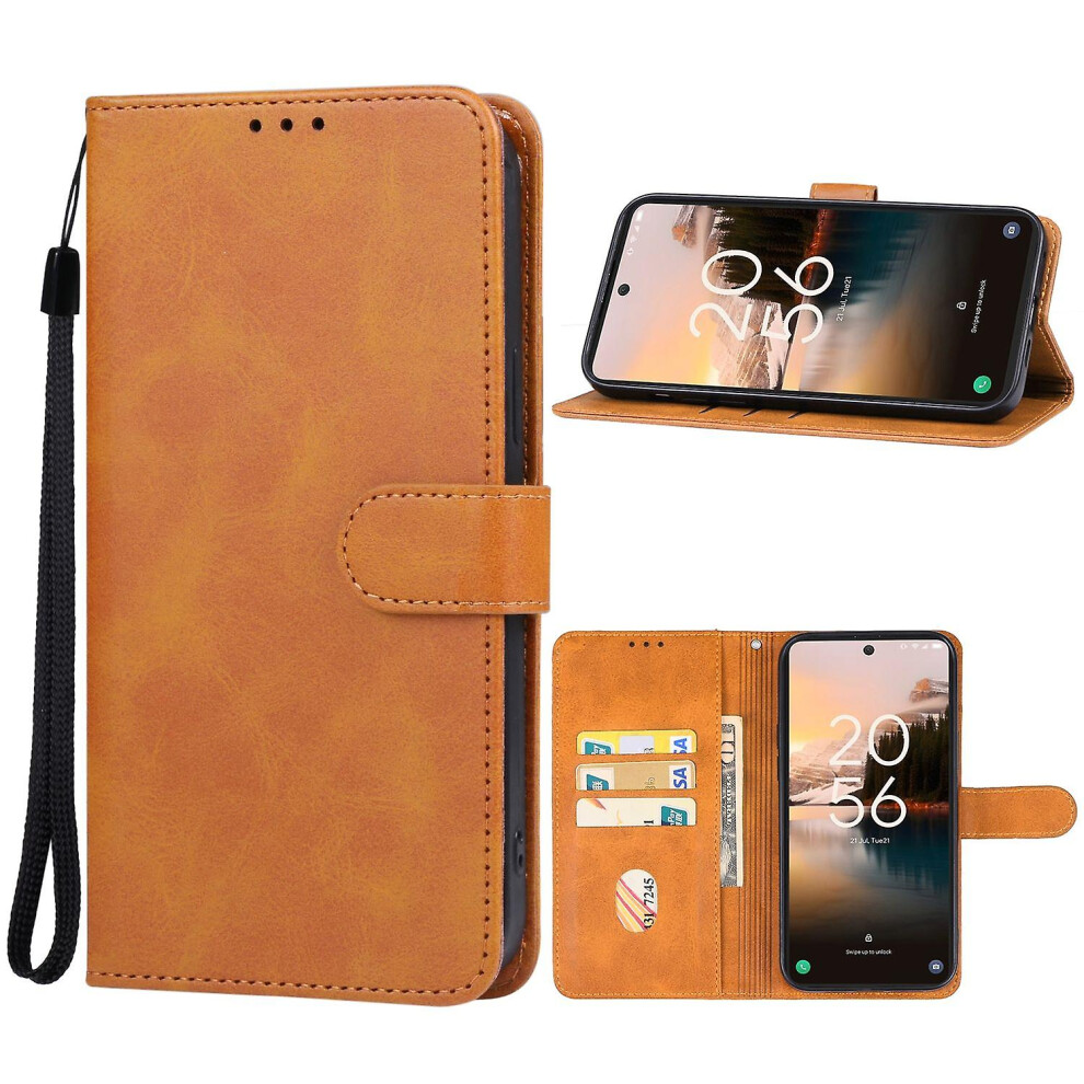 (Brown) Leather Phone Case For Tcl 40 Nxtpaper 4G Brown 8107440874528