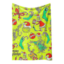 (E) Christmas Grinch Blankets And Throws The Green Monster Fall Soft Blanket, Green Elf Blanket Plush Travel Blankets For Coach Bed