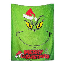 (D) Christmas Grinch Blankets And Throws The Green Monster Fall Soft Blanket, Green Elf Blanket Plush Travel Blankets For Coach Bed