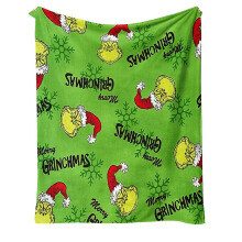 (A) Christmas Grinch Blankets And Throws The Green Monster Fall Soft Blanket, Green Elf Blanket Plush Travel Blankets For Coach Bed