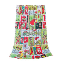 (B) Christmas Grinch Blankets And Throws The Green Monster Fall Soft Blanket, Green Elf Blanket Plush Travel Blankets For Coach Bed