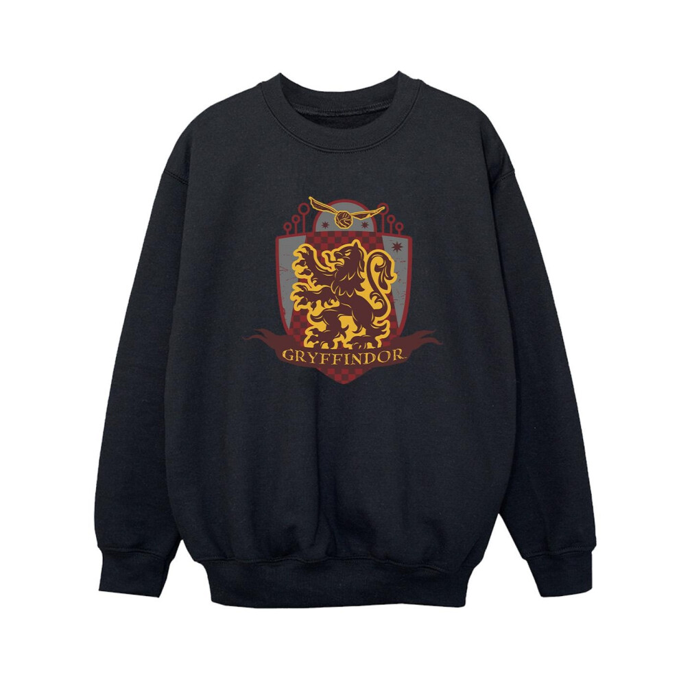 (12-13 Years, Black) Harry Potter Boys Gryffindor Chest Badge Sweatshirt