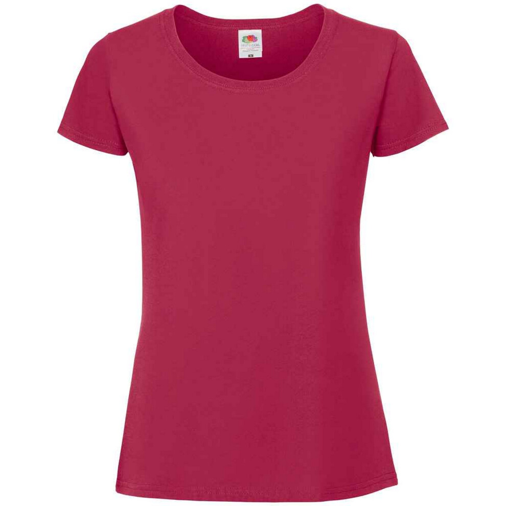 (XL, Cranberry) Fruit Of The Loom Womens/Ladies Iconic Ringspun Cotton T-Shirt