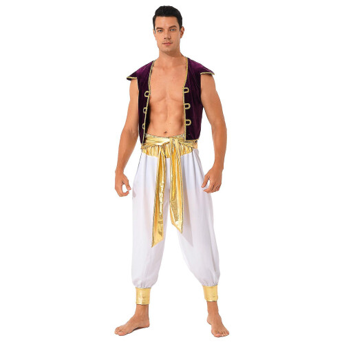 (White A, XL) Adult Arab Prince Costume Mens Persian Arabian Halloween ...