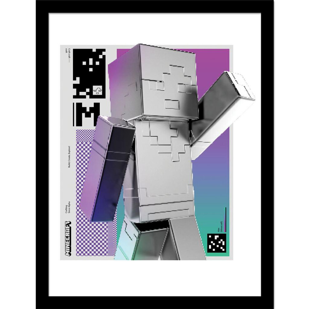 Minecraft Block Wave Framed Poster